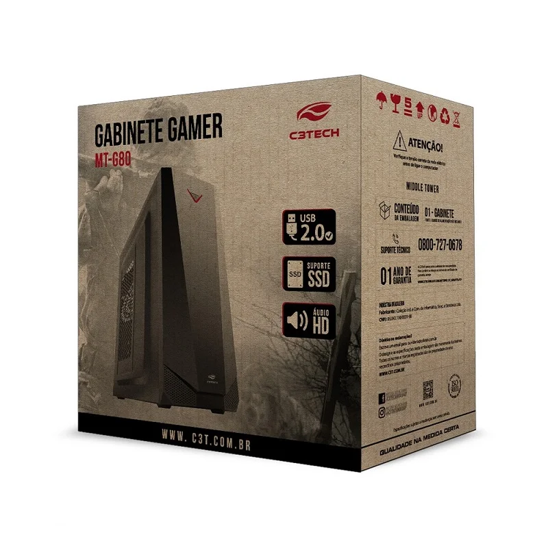 Imagem 5 de 5 do produto Gabinete Gamer C3tech MT-G80BK, Mid Tower, ATX, Preto