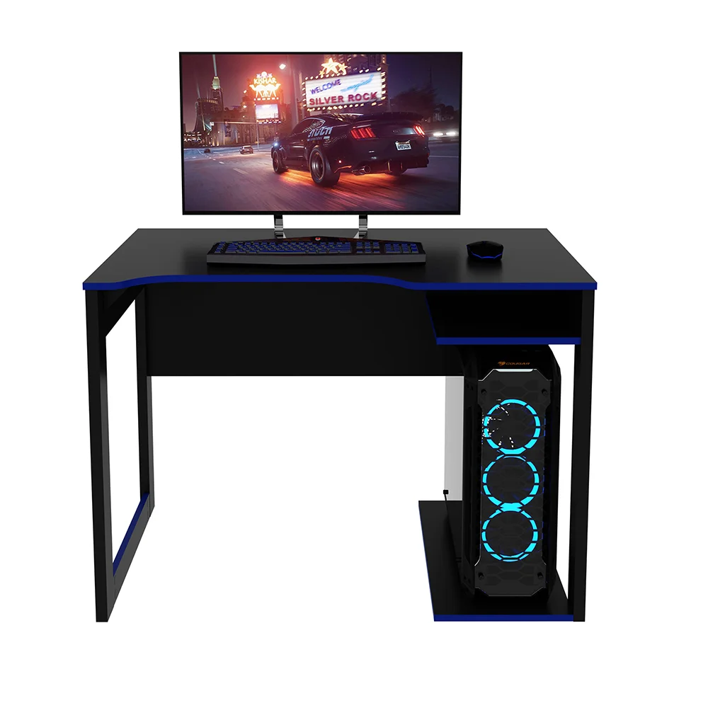 Mesa Para Escritório Home Office Gamer- Gran Belo Me4161 Mdp Preto/azul.