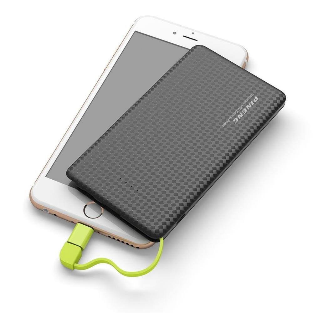 Carregador Portátil Pineng 5000mah Para Galaxy Com Adaptador USB-C