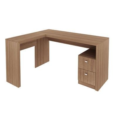 Mesa Com 2 Gavetas Para Escritório Home Office Me4129 - Gran BeloMdp Amendoa.