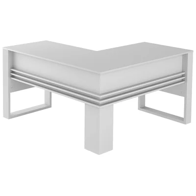Escritório Completo Com Mesa Angular Armário Alto Gaveteiro Moon Mdp Branco - Gran Belo