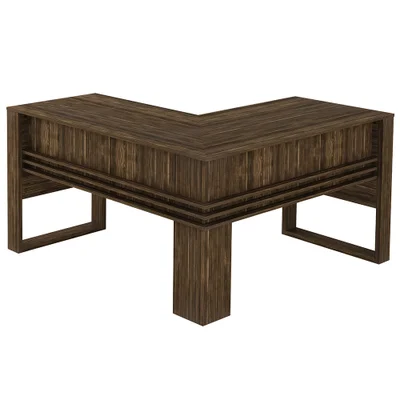 Escritório Completo Com Mesa Angular Armário Alto E Gaveteiro Moon Mdp Nogal - Gran Belo