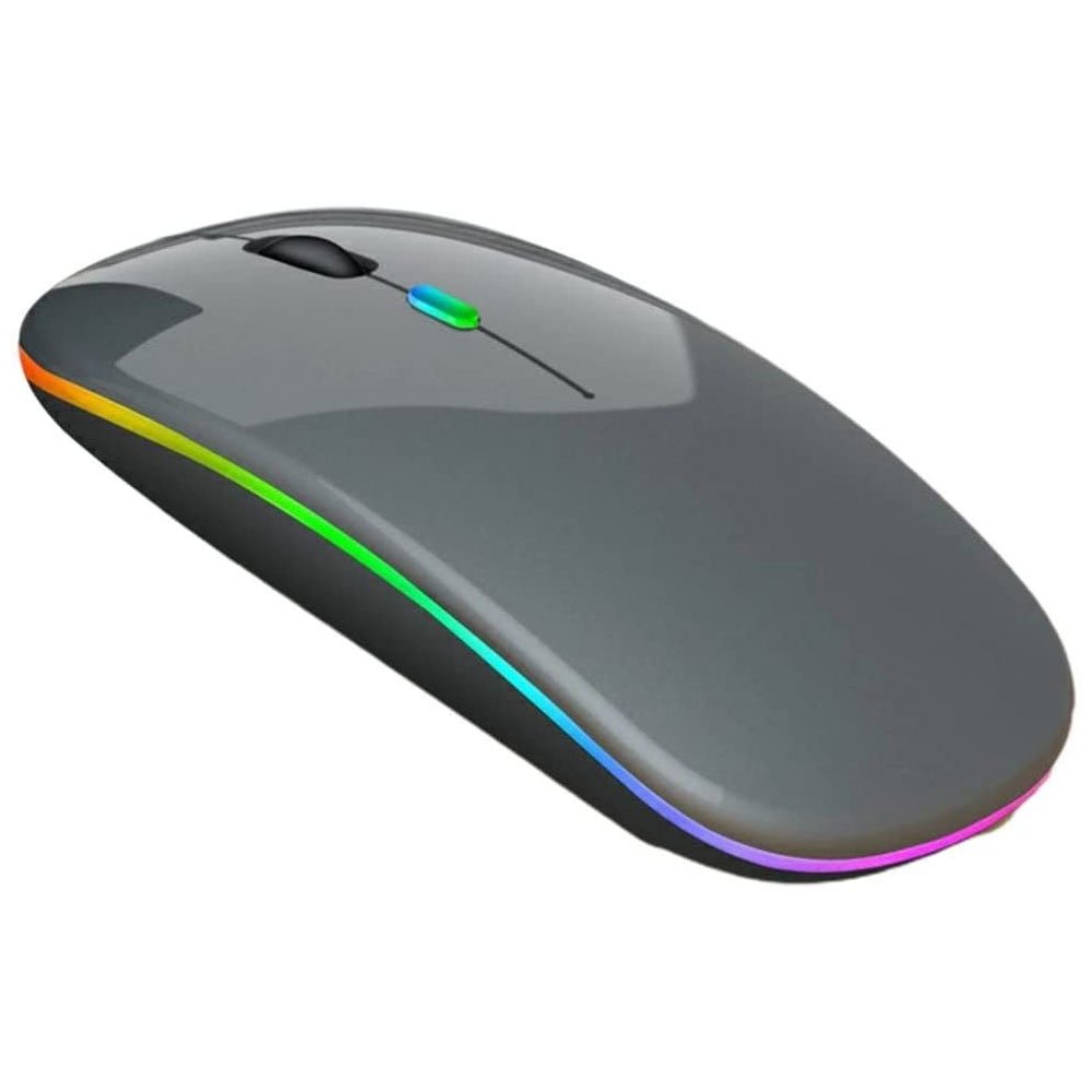 Mouse Sem Fio Fy Recarregável Wireless Led Rgb 2.4ghz 1600 Dpi 10 M Pc Notebook Mac Win, cinza