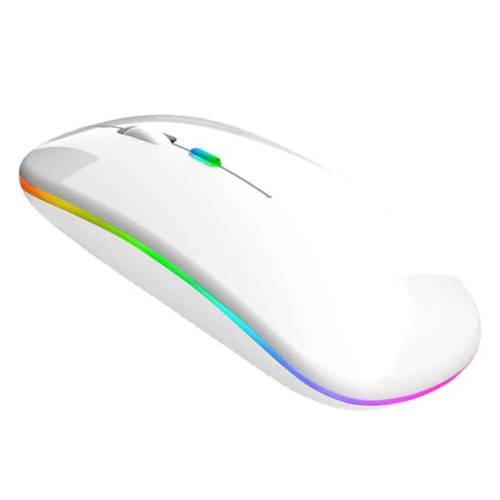 Mouse Sem Fio Fy Wireless Recarregável RGB Gamer 1600DPI, branco