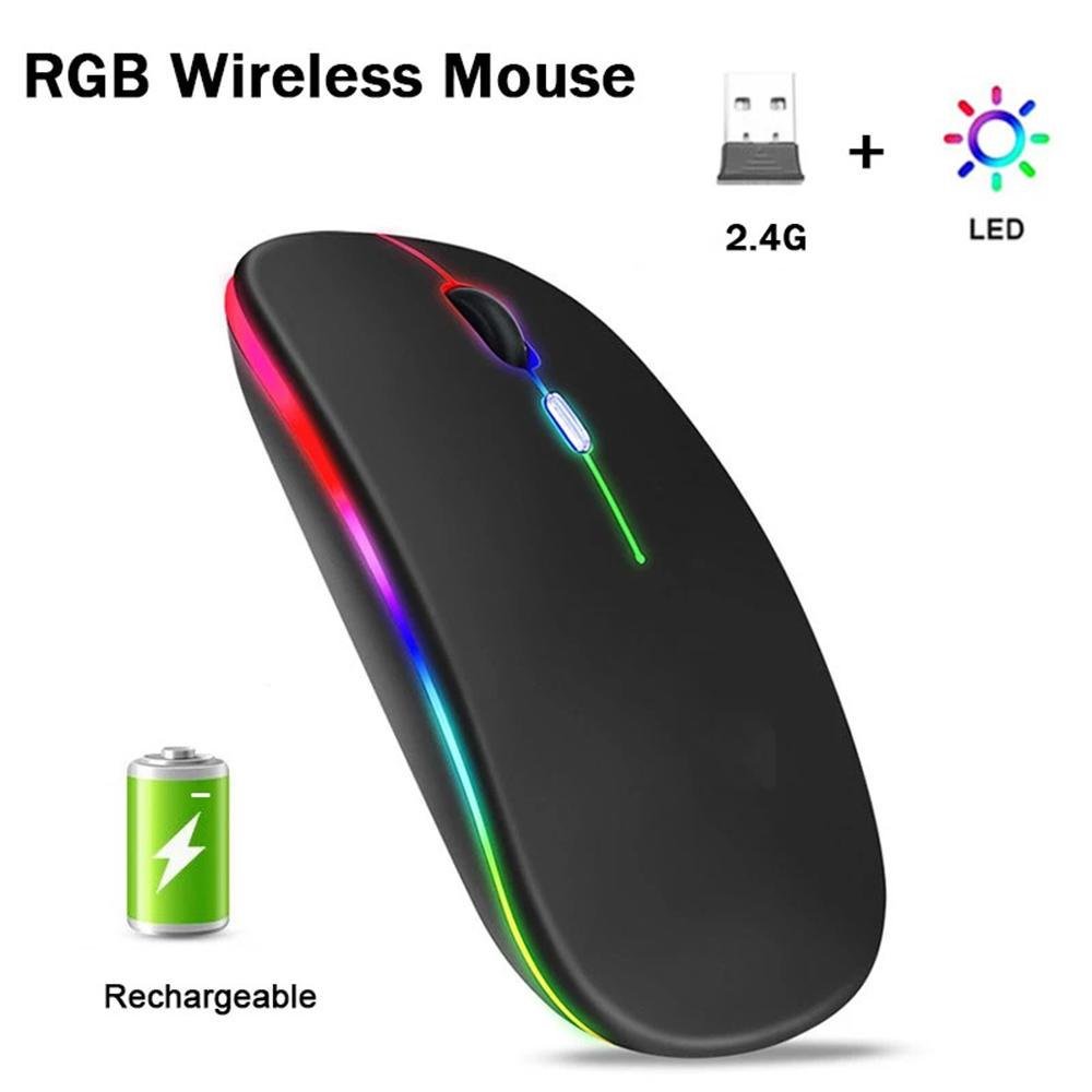 Imagem 2 de 5 do produto Mouse Sem Fio Fy Imice E-1300 Luminosa Carregando De Modo Duplo Mouse Silencioso, cinza