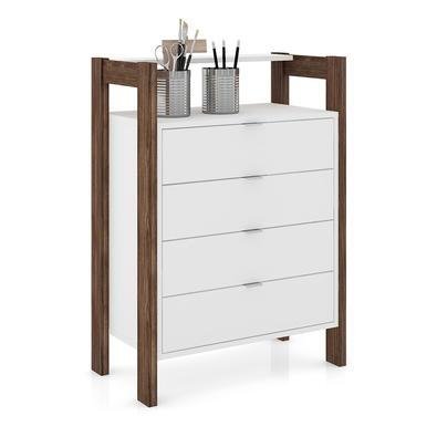 Gaveteiro Armário Para Escritório Home Office Az1012 Mdp Branco/nogal - Gran Belo