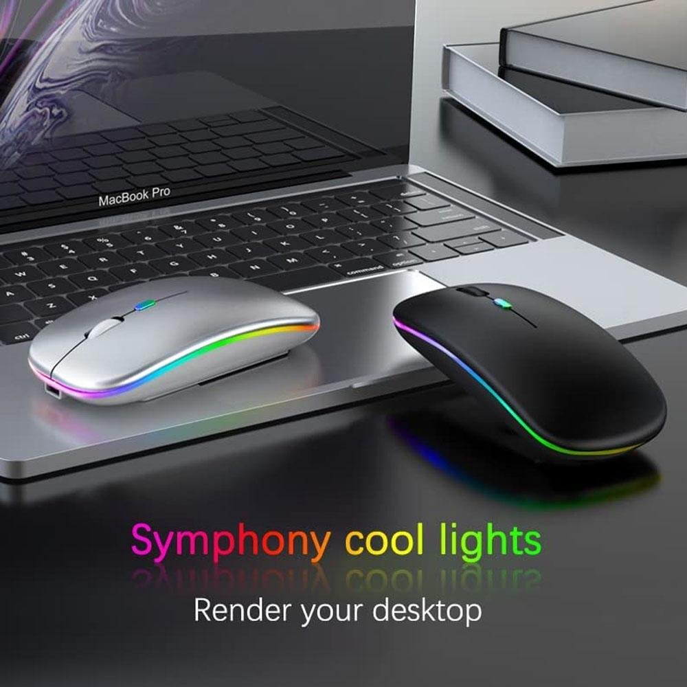 Imagem 5 de 5 do produto Mouse Sem Fio Fy Wireless Recarregável RGB Gamer 1600DPI cinza