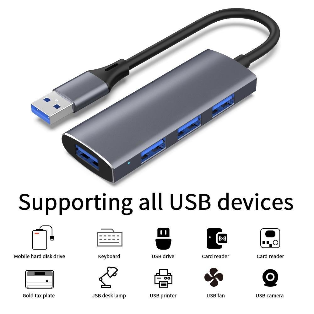 Imagem 4 de 5 do produto USB HUB 4 Portas USB 3.0/2.0 Adaptador De Hub De Dados Divisor