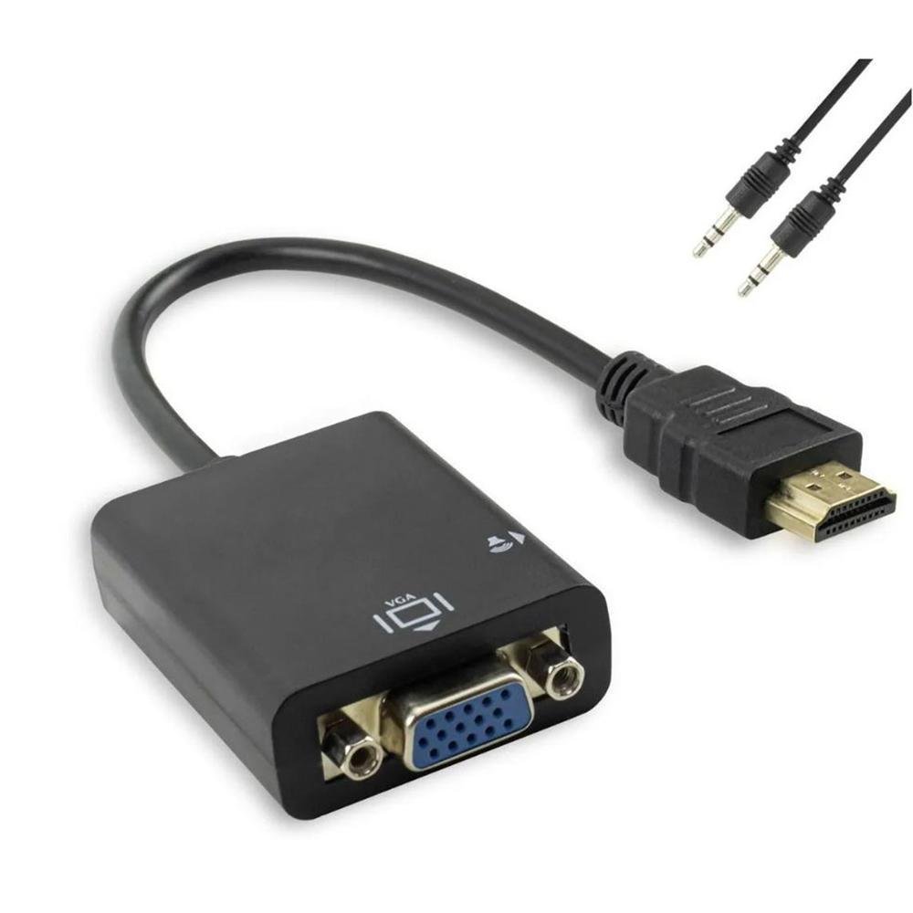 Imagem 2 de 5 do produto Cabo Hdmi Altomex Para Vga Conversor Adaptador Com Saída P2 De Áudio