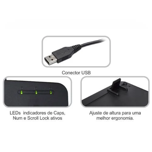 Imagem 2 de 4 do produto Teclado Kmex Padrão Abnt2, Usb, Preto - Km-3928u