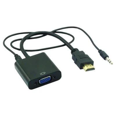 Cabo Conversor Hdmi Para Vga + Audio Cabo P2 E Usb Preto.