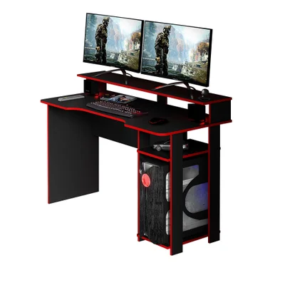 Escrivaninha Gran Belo Home Office Gamer, Para Escritório, MDP, Preto/Vermelho - ME4153