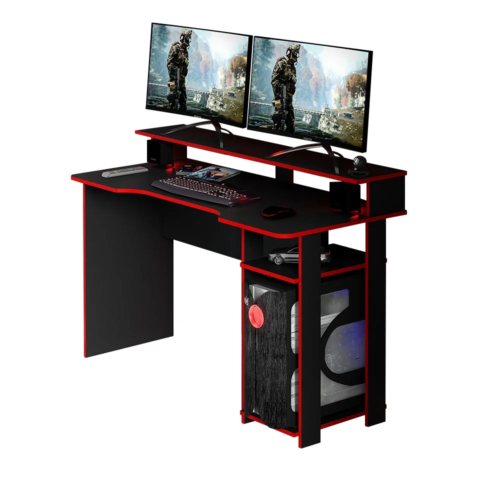 Escrivaninha Gran Belo Home Office Gamer, Para Escritório, MDP, Preto/Vermelho - ME4153