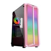 Gabinete Gamer Oex Haven Gh300 Full Tower, Led Rgb 120mm, Lateral Em Vidro, Rosa