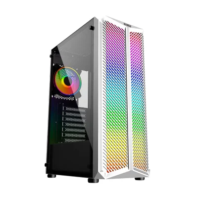 Gabinete Gamer Oex Haven Gh300 Full Tower, Led Rgb 120mm, Lateral Em Vidro, Branco