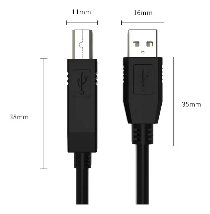 Imagem 3 de 5 do produto Cabo Usb 2.0 Am Para Usb Bm De Impressora 3,0 Metros Preto