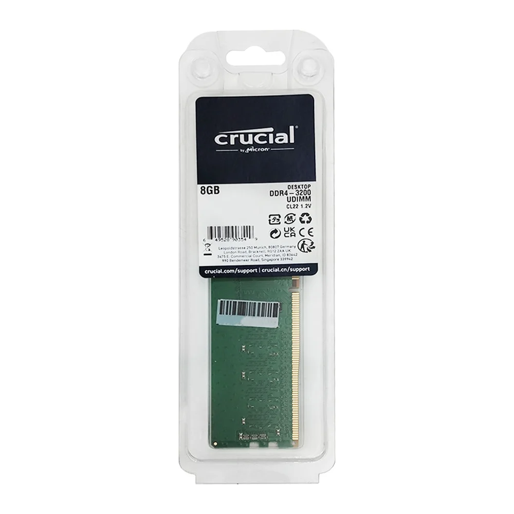 Memória Crucial, 8GB, 3200MHz, DDR4, CL22 - CT8G4DFRA32A Memória Crucial, 8GB, 3200MHz, DDR4, CL22 - CT8G4DFRA32A