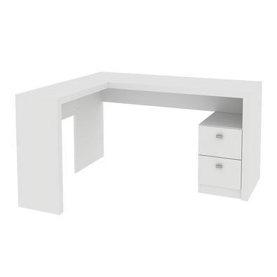Mesa Com 2 Gavetas Para Escritório Home Office Me4129- Gran Belo Mdp Branco.
