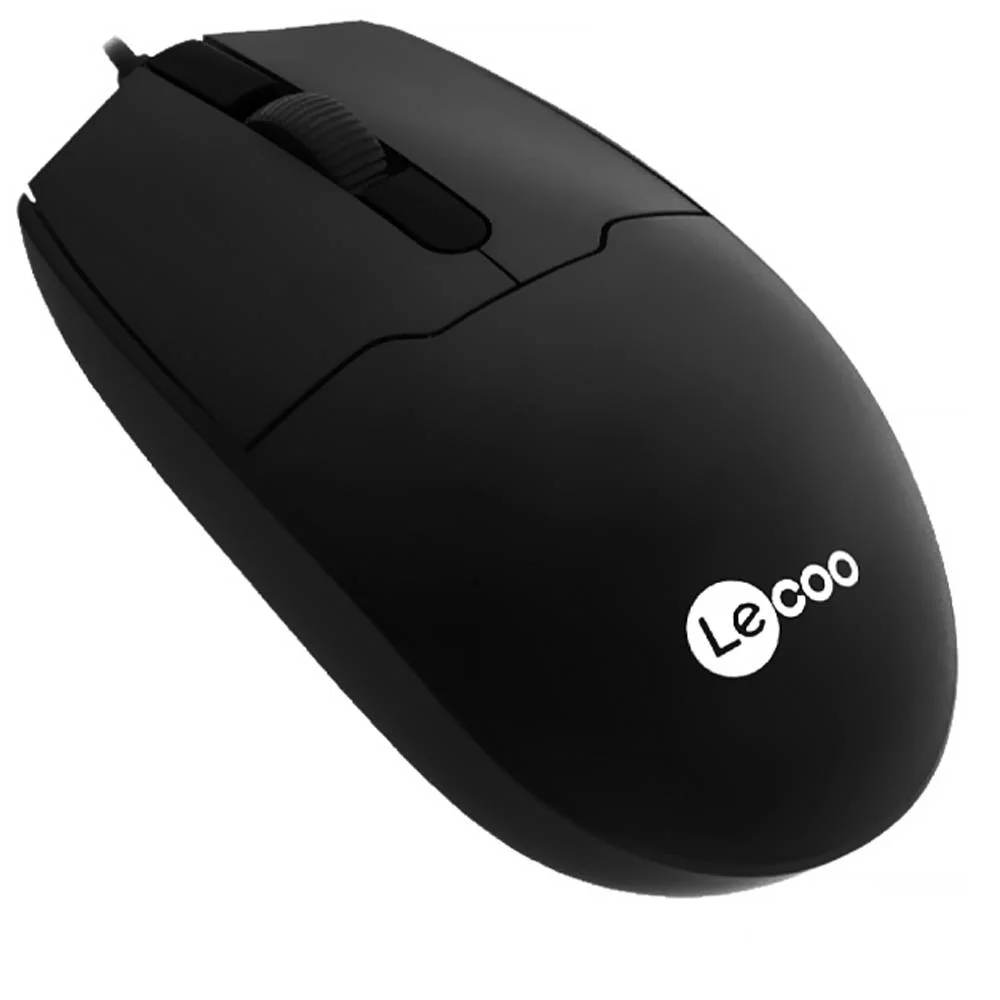 Imagem 2 de 3 do produto Mouse Usb Lenovo Lecoo Ms101 Preto Ergonômico.