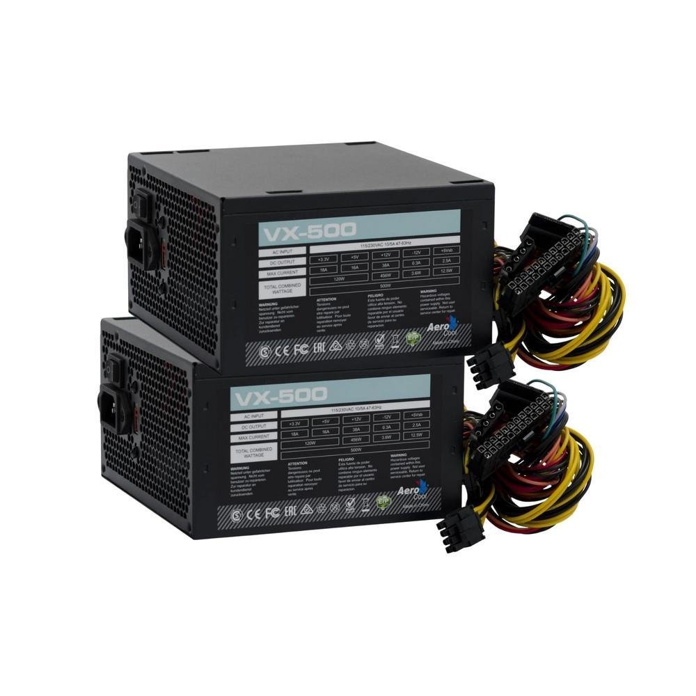 Kit 2 Fontes Aerocool Vx-500, 500w Real Atx Bivolt, Preta | KaBuM!