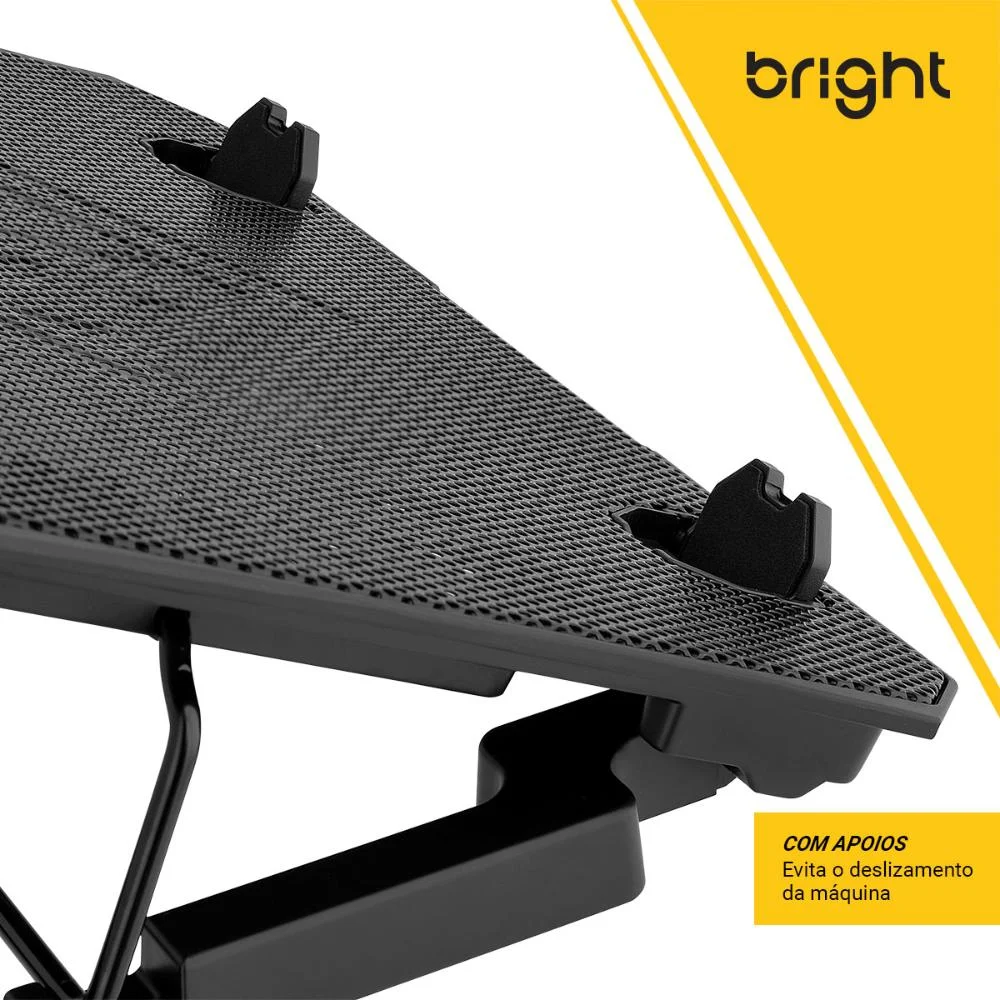 Imagem 3 de 5 do produto Cooler Para Notebook 2 Fans (ventoinhas) Led E Hub Preto Bright Bc001