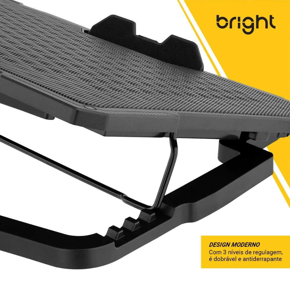 Imagem 3 de 5 do produto Cooler Para Notebook 6 Fans, Led E USB Hub, Bright - Bc002