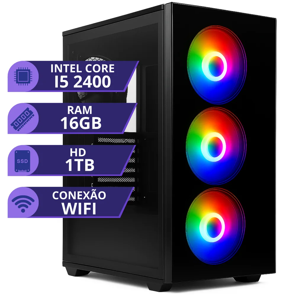 PC Gamer Mrp Intel Core I5 2 Geração, 16GB RAM DDR3, Intel Hd Graphics 2000, SSD 1TB, Windows 10, Preto