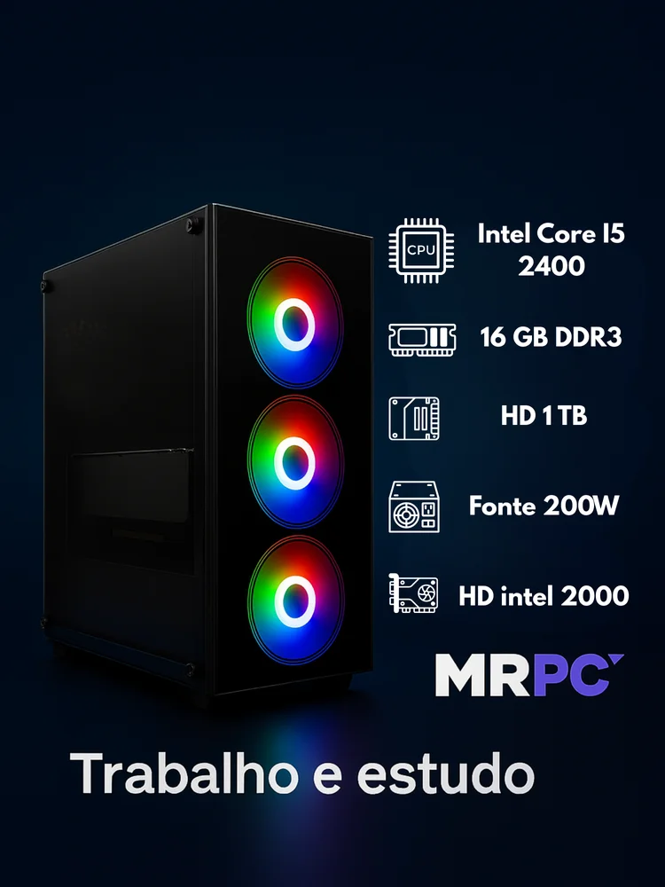 PC Gamer Mrp Intel Core I5 2 Geração, 16GB RAM DDR3, Intel Hd Graphics 2000, SSD 1TB, Windows 10, Preto - view 3