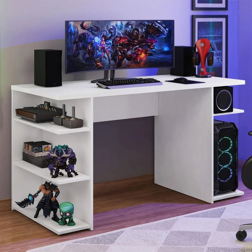 Mesa Madesa 9409, Para Computador Gamer, Branco