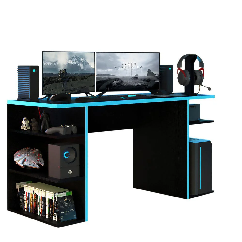 Mesa Madesa 9409, Para Computador Gamer, Preto,azul