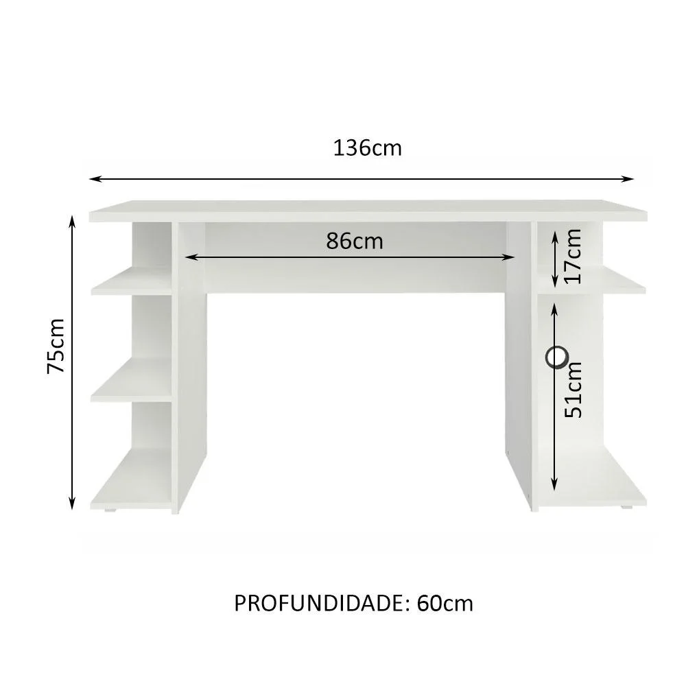 Imagem 5 de 5 do produto Escrivaninha Para Computador Office, 9409 Madesa - Branco