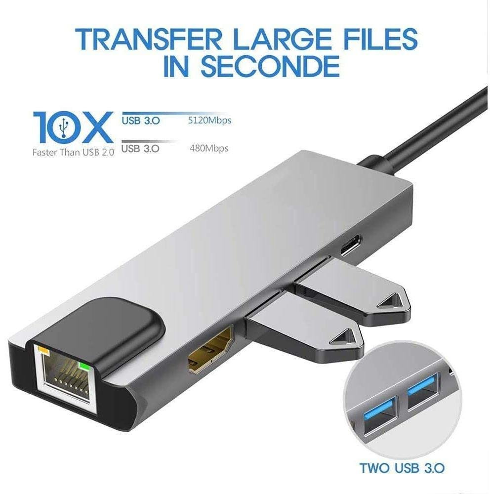 Imagem 5 de 5 do produto Adaptador Altomex Tipo C 4k HDMI, 1000m Rj45 Gigabit Ethernet Power Charge Mac