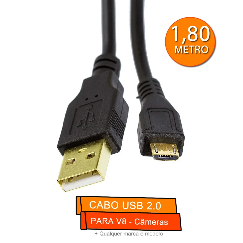Imagem 2 de 5 do produto Cabo Win Cabos USB A Macho X Micro USB 1.80 Metros.