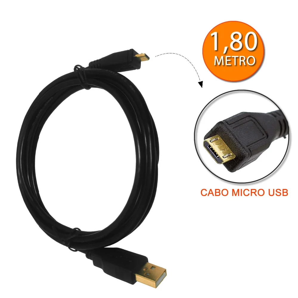 Imagem 5 de 5 do produto Cabo Win Cabos USB A Macho X Micro USB 1.80 Metros.