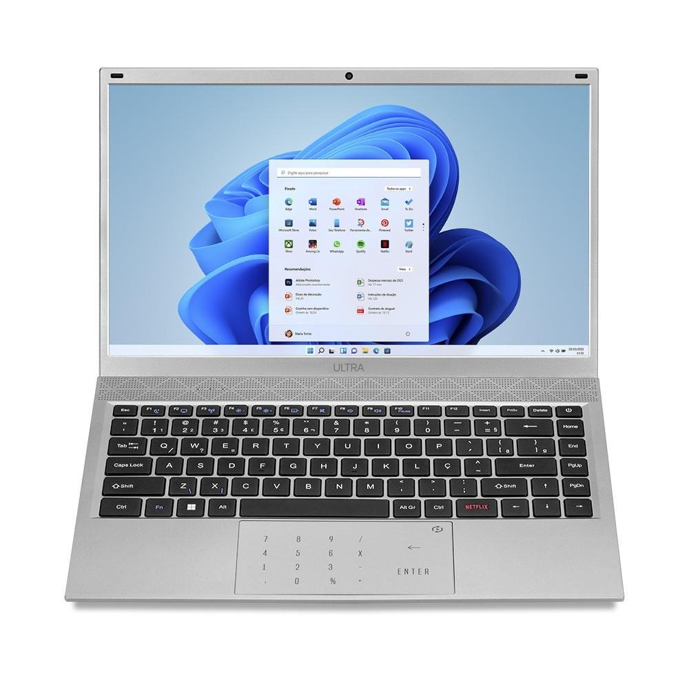 Notebook Ultra, Com Windows 11 Home, Processador Intel Core I3, 8GB 240GB SSD, Tela 14,1 Pol. HD + Tecla Netflix Prata - Ub445 Notebook Ultra, Com Windows 11 Home, Processador Intel Core I3, 8GB 240GB SSD, Tela 14,1 Pol. HD + Tecla Netflix Prata - Ub445