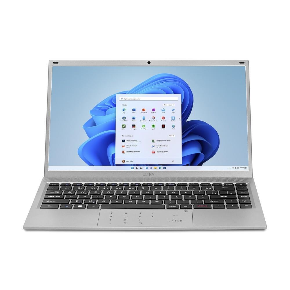 Notebook Ultra, Com Windows 11 Home, Processador Intel Core I3, 8GB 240GB SSD, Tela 14,1 Pol. HD + Tecla Netflix Prata - Ub445 Notebook Ultra, Com Windows 11 Home, Processador Intel Core I3, 8GB 240GB SSD, Tela 14,1 Pol. HD + Tecla Netflix Prata - Ub445
