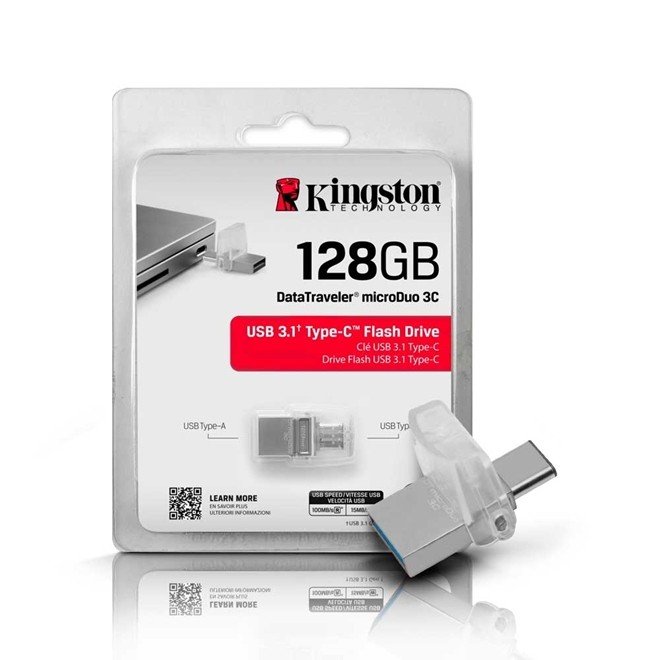 Pen Drive 128GB Kingston Usb 3.1 Microduo Type C/tipo A A Datatraveler - Dtduo3c/128gb