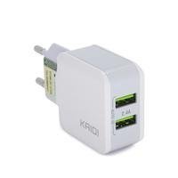Carregador De Tomada Universal USB Kaidi CARREGADOR DOMÉSTICO, 2 portas, Branco - Kd-301