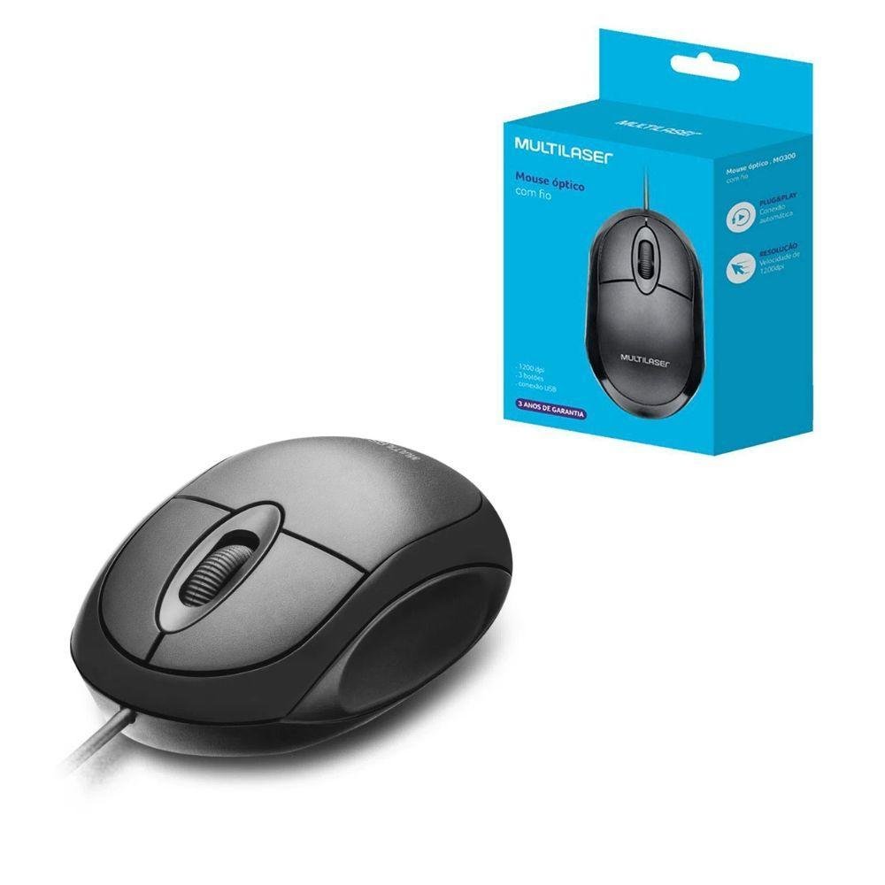 Imagem 4 de 4 do produto Kit Mouse Multi, USB 2.0, Preto - MO300 e Mouse Pad Pig Dance, 23x16CM