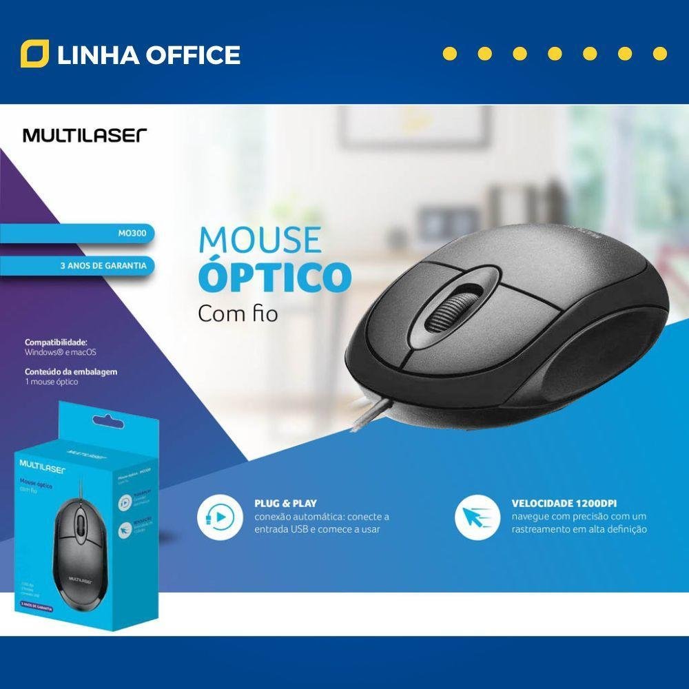 Imagem 3 de 4 do produto Kit Mouse Multi, USB 2.0, Preto - MO300 e Mousepad Pig Dance