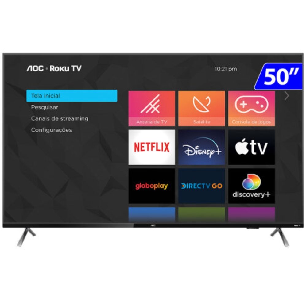 Smart TV 50 Polegadas Aoc DLED - VA 4K UHD, 4 HDMI, 2 USB, Wi-Fi, Linha Marrom - 50u6125/78g