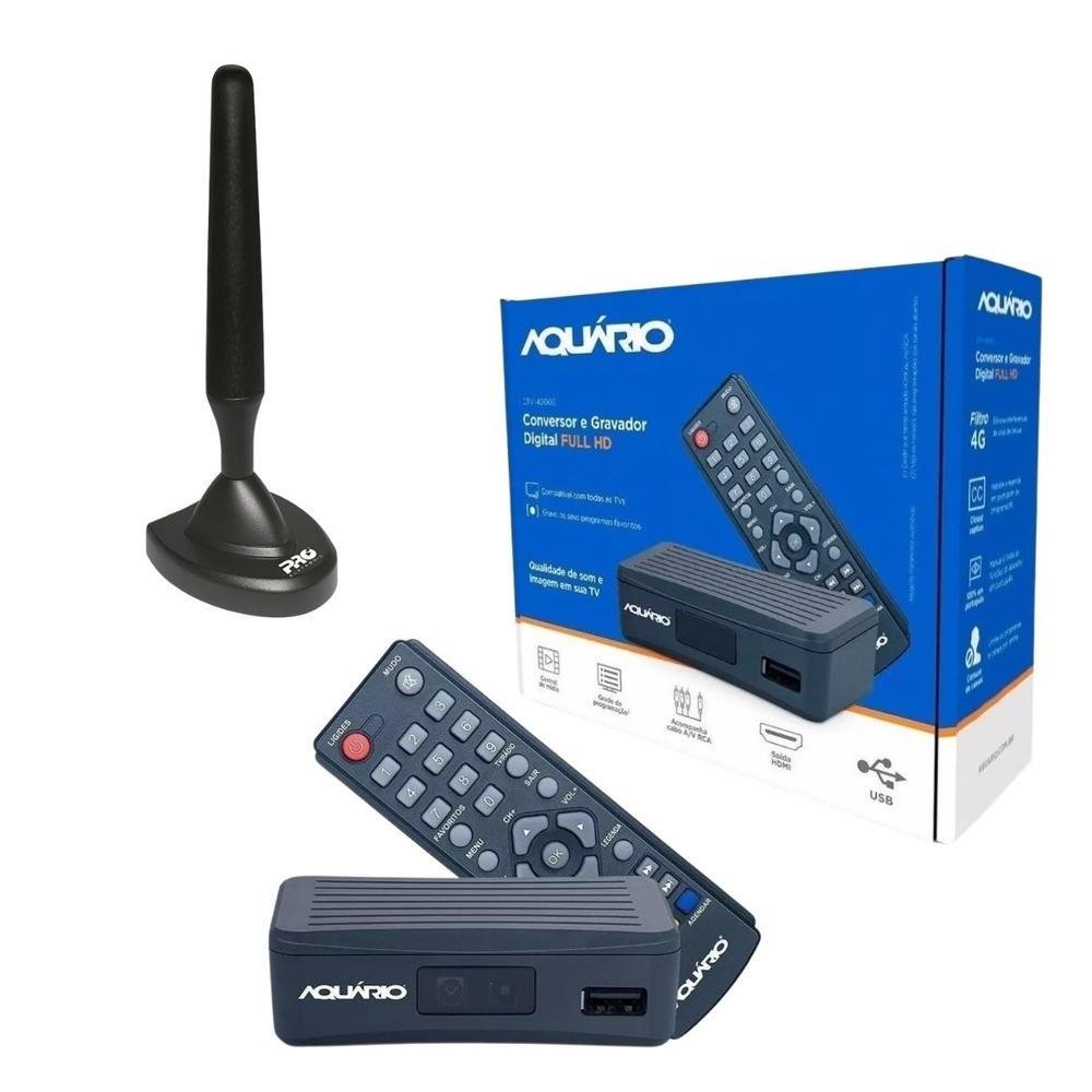 Kit Conversor E Gravador Digital Aqu Rio Dtv Com Antena Interna