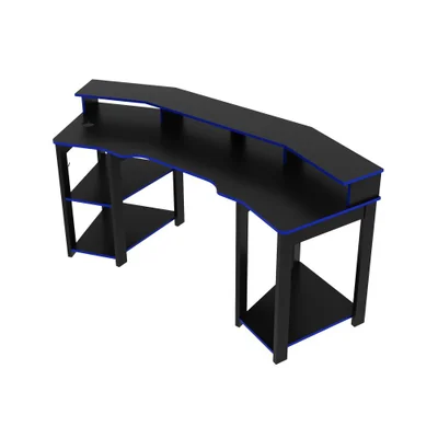 Mesa Gamer Tecnomobili Me4167 2 Prateleiras 1 Suporte Para Copo E suporte Para Headset, Preto/azul