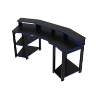 Mesa Gamer Tecnomobili Me4167 2 Prateleiras 1 Suporte Para Copo E suporte Para Headset, Preto/azul