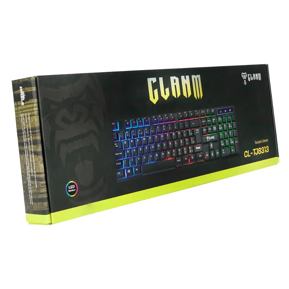 Teclado MeMBrana Gamer Clanm Jungle Cl-tj8313,Preto. Teclado MeMBrana Gamer Clanm Jungle Cl-tj8313,Preto.