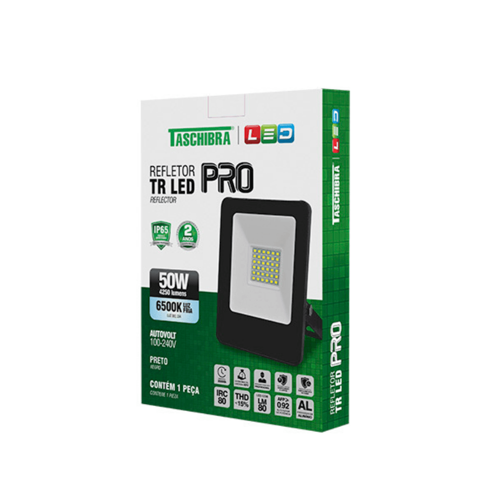 Imagem 2 de 2 do produto Refletor Taschibra, Tr Led Profissional, 50w, 6500k, Preto - Bivolt