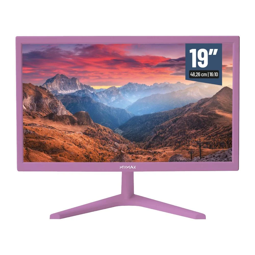 Monitor Mymax 19'' Resolução: 1440 X. 900, Tempo de Resposta: 3.6 ms, HD LED, 60HZ, HDMI, VGA, 3.6ms Roxo Monitor Mymax 19'' Resolução: 1440 X. 900, Tempo de Resposta: 3.6 ms, HD LED, 60HZ, HDMI, VGA, 3.6ms Roxo