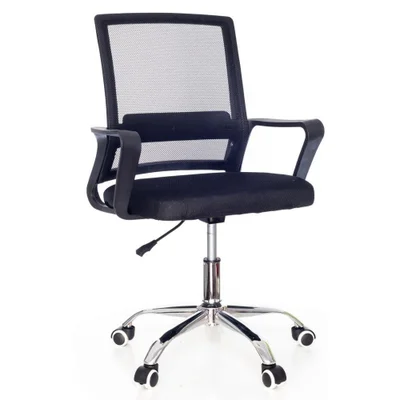 Cadeira De Escritório Fortt Madri Csf05-p, Até 120Kg, Com Base Cromada Com Rodinha, Preta