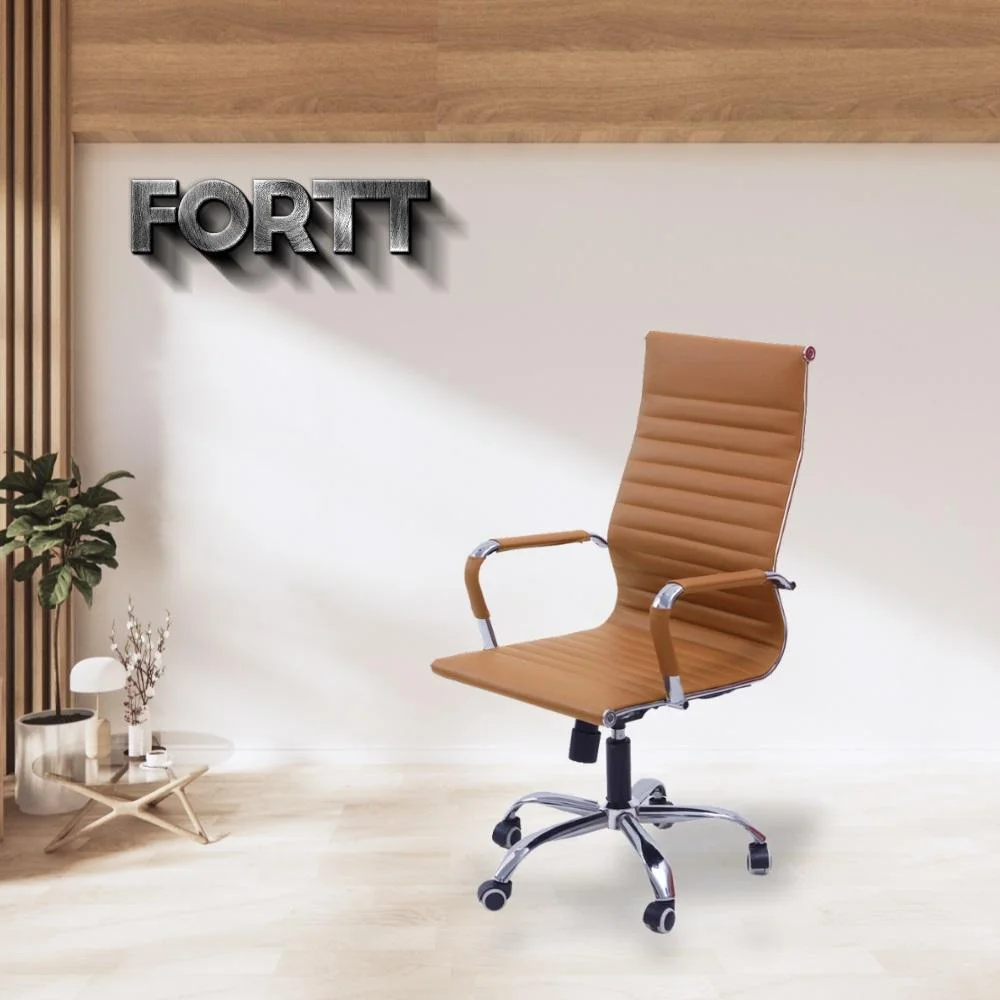 Imagem 2 de 4 do produto Cadeira De Escritório Esteirinha Fortt Praga Cef02. Até 120Kg, Base Cromada Com Rodinha