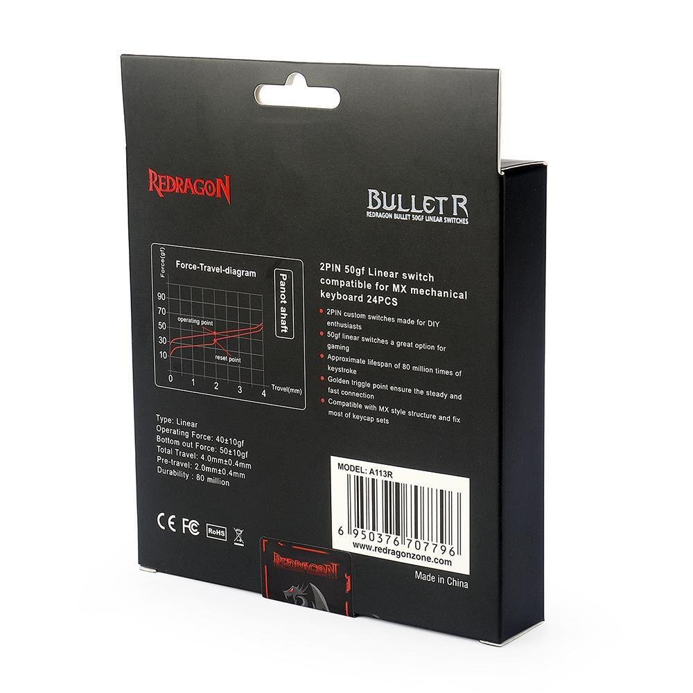 Imagem 3 de 5 do produto Switch Para Teclado Mecanico, Redragon Linear 24 Bullet S